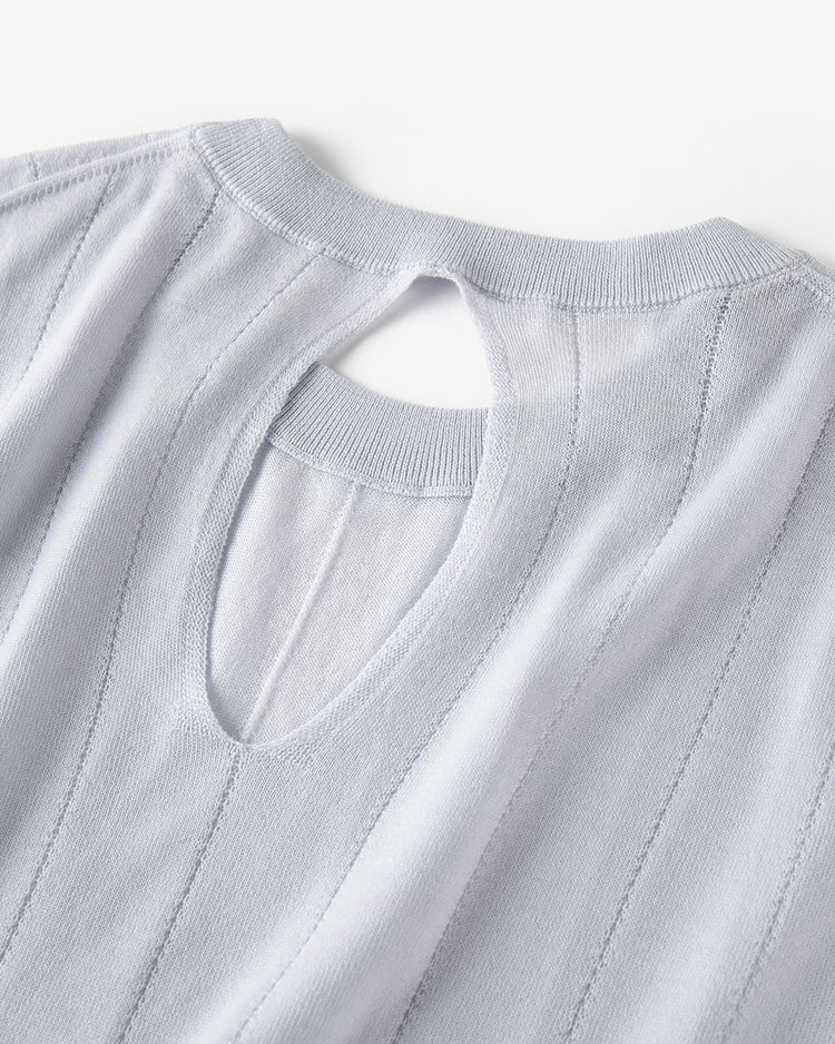 ハイゲージニット・透かし編みトップス 詳細画像 ライトグレー 7