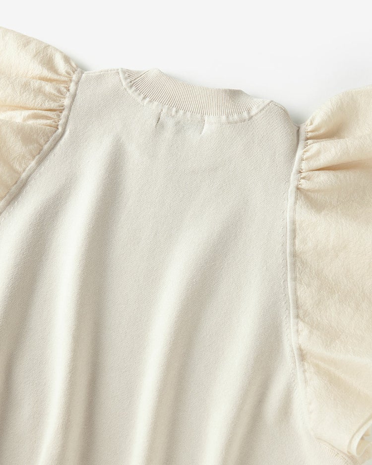 異素材使い・袖フリルニット 詳細画像 オフホワイト 2
