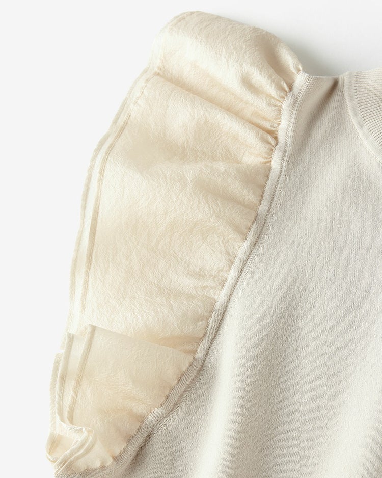 異素材使い・袖フリルニット 詳細画像 オフホワイト 3