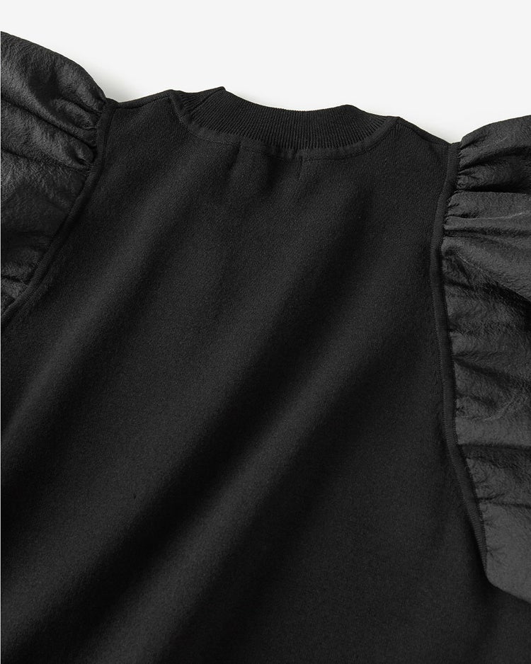 異素材使い・袖フリルニット 詳細画像 ブラック 2