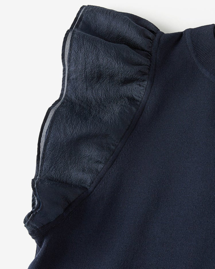 異素材使い・袖フリルニット 詳細画像 ネイビー 10