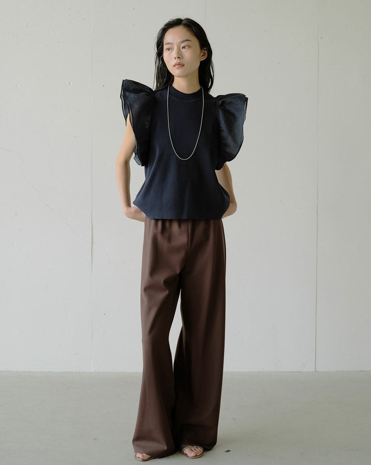 異素材使い・袖フリルニット 詳細画像 ネイビー 7