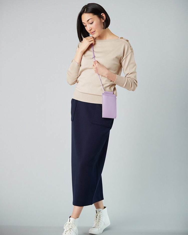 ミックスニット・ボタン使いボートネック 詳細画像 サンドベージュ 2