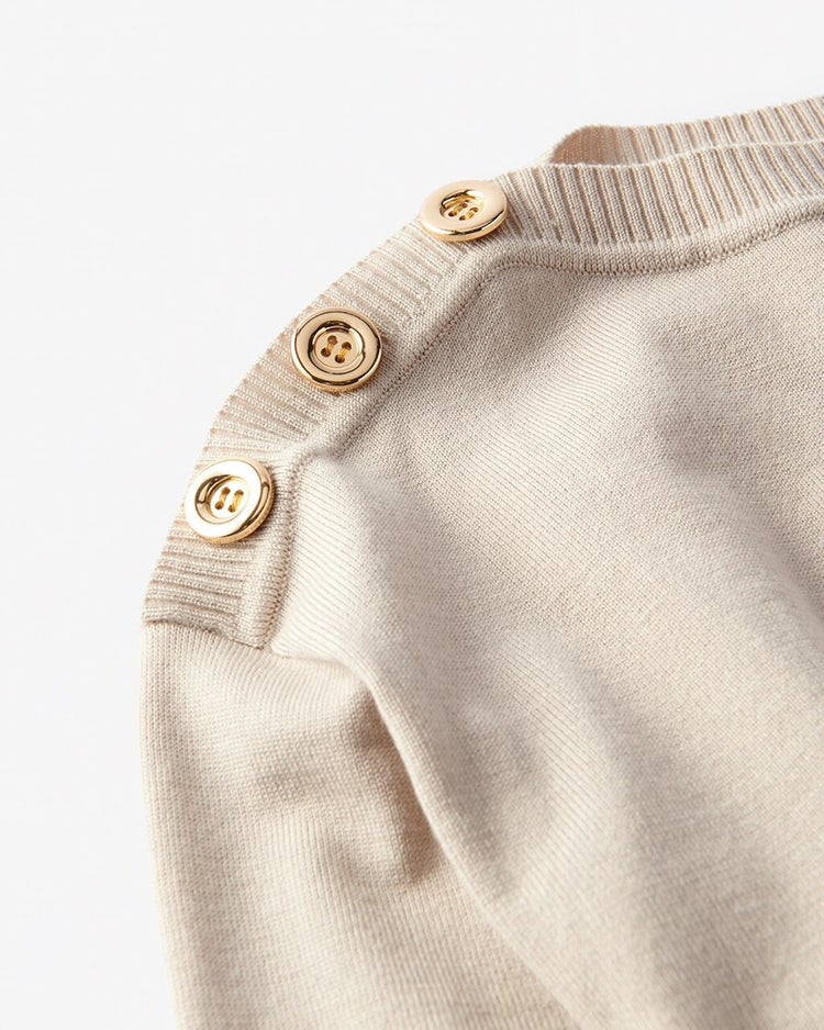 ミックスニット・ボタン使いボートネック 詳細画像 サンドベージュ 4