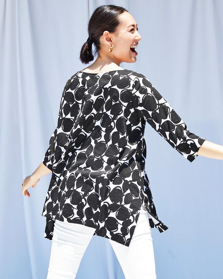 綿スラブ・ボートネックチュニック 詳細画像 ドット 2