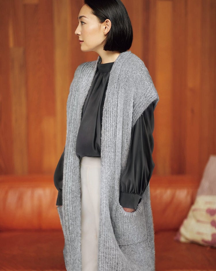 イタリア糸・アルパカ混ループジレ 詳細画像 ライトグレー 1