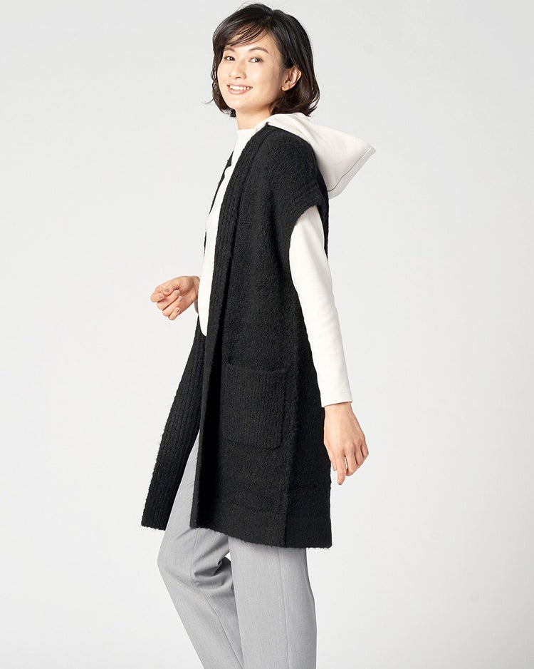 イタリア糸・アルパカ混ループジレ 詳細画像 ブラック 3