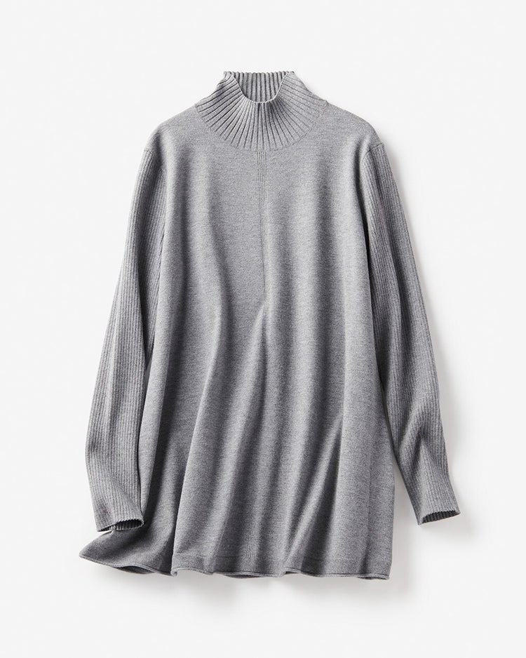 リブ使い・ハイネックチュニック 詳細画像 グレー 3