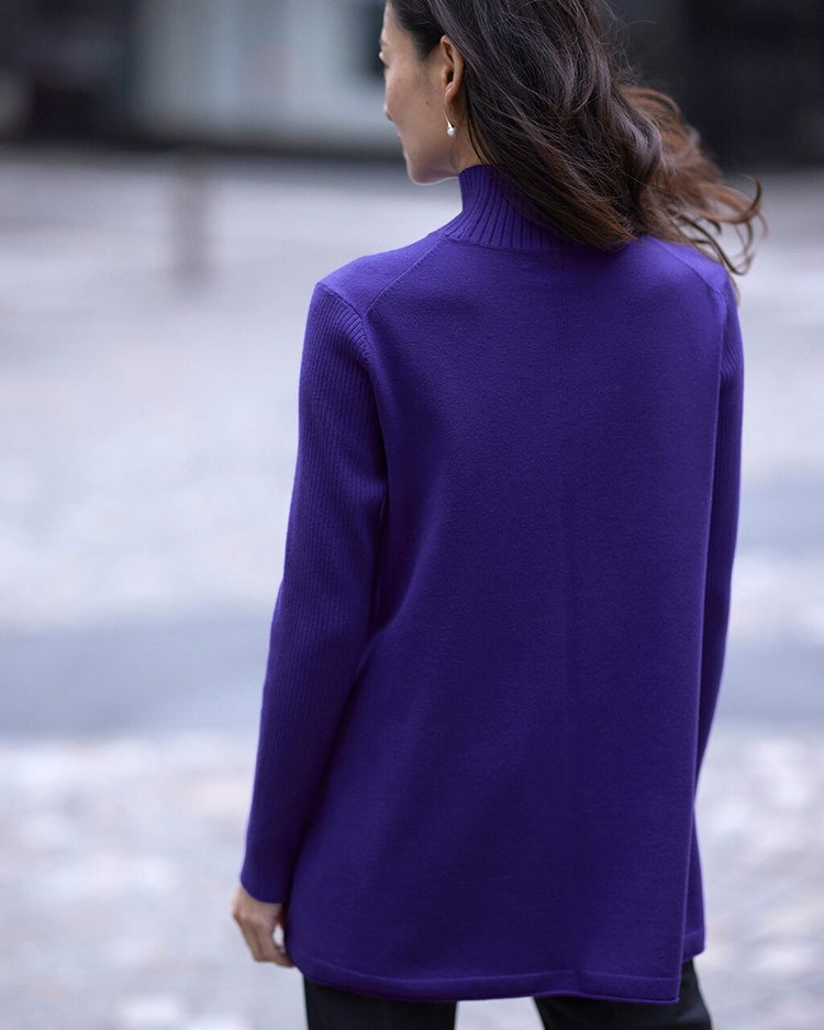 リブ使い・ハイネックチュニック 詳細画像 茄子紺 2