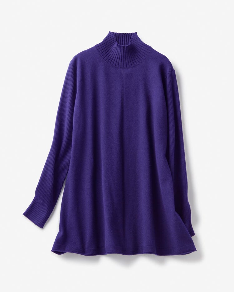 リブ使い・ハイネックチュニック 詳細画像 茄子紺 4