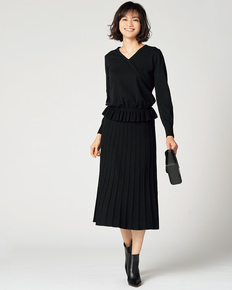 カシュクールデザイン・プリーツセットアップ 詳細画像 ブラック 1