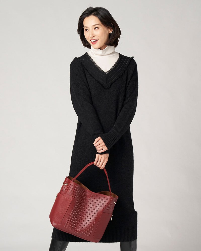 リブ使い Vネックニットワンピース 40代50代からのレディース メンズファッション通販 Doclasse ドゥクラッセ