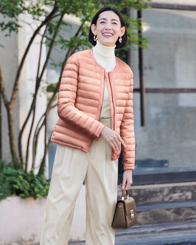 グログラン使い・ノーカラーショートダウン 詳細画像 ダスティーピンク 1