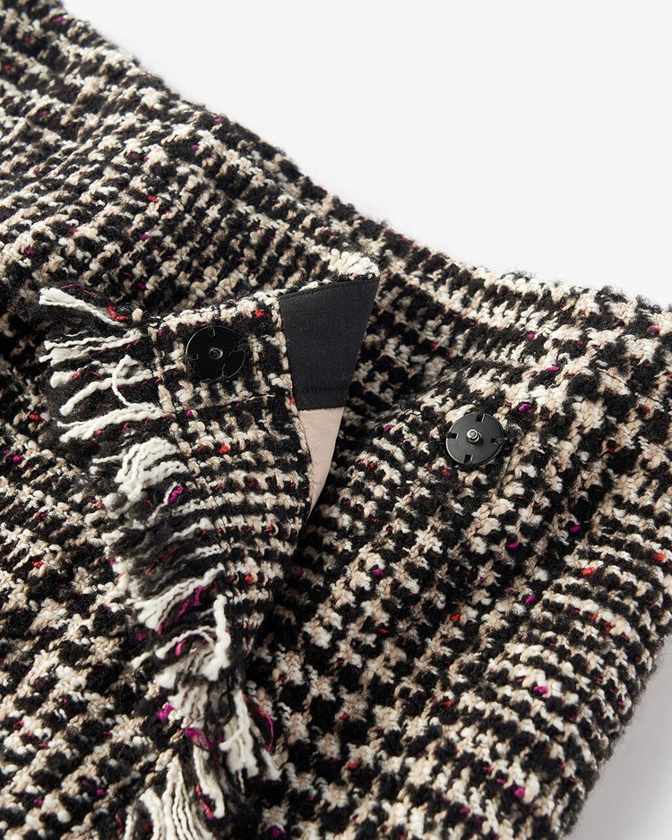 チェックツイード・ラップ風スカート 詳細画像 ブラックパターン 3