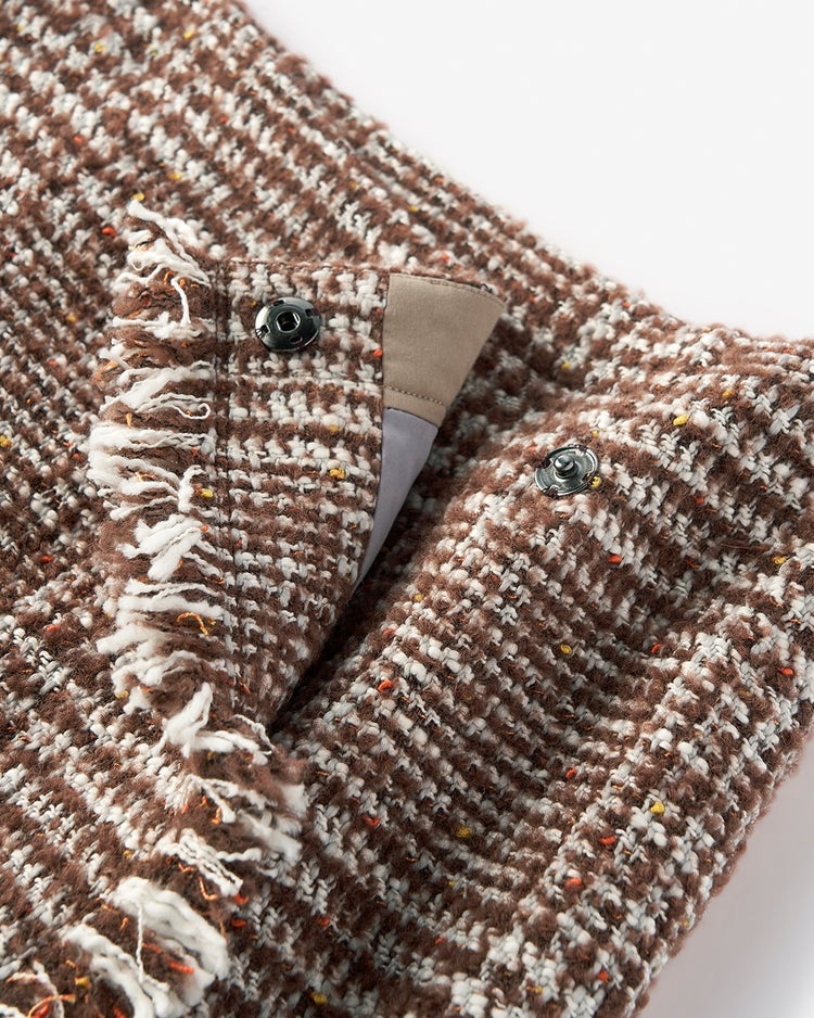 チェックツイード・ラップ風スカート 詳細画像 ベージュパターン 2