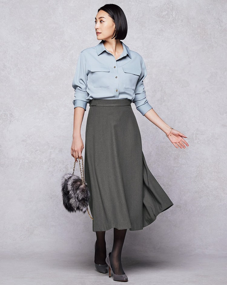 プレミアヒート・ミディフレアスカート 詳細画像 チャコール 1