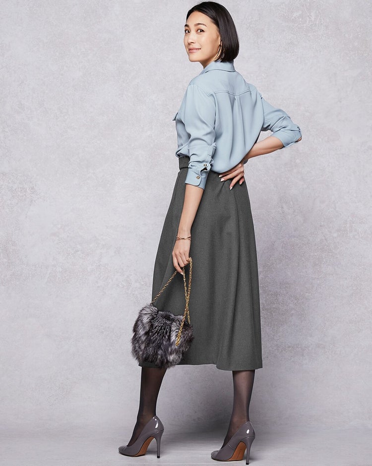 プレミアヒート・ミディフレアスカート 詳細画像 チャコール 2