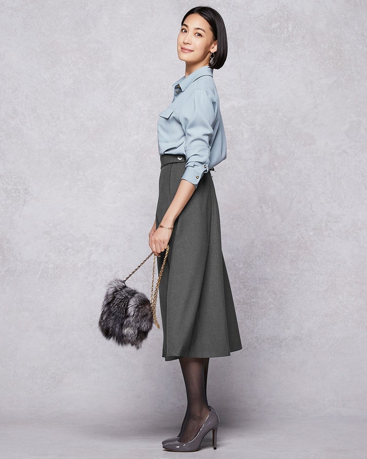 プレミアヒート・ミディフレアスカート 詳細画像 チャコール 3