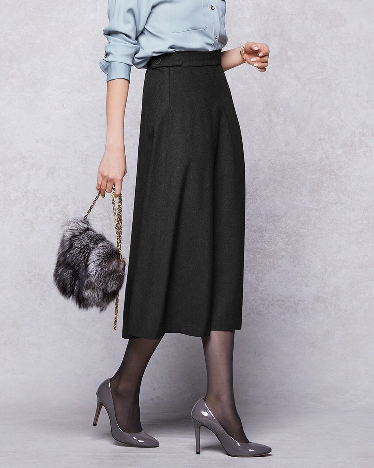 プレミアヒート・ミディフレアスカート 詳細画像 ブラック 1