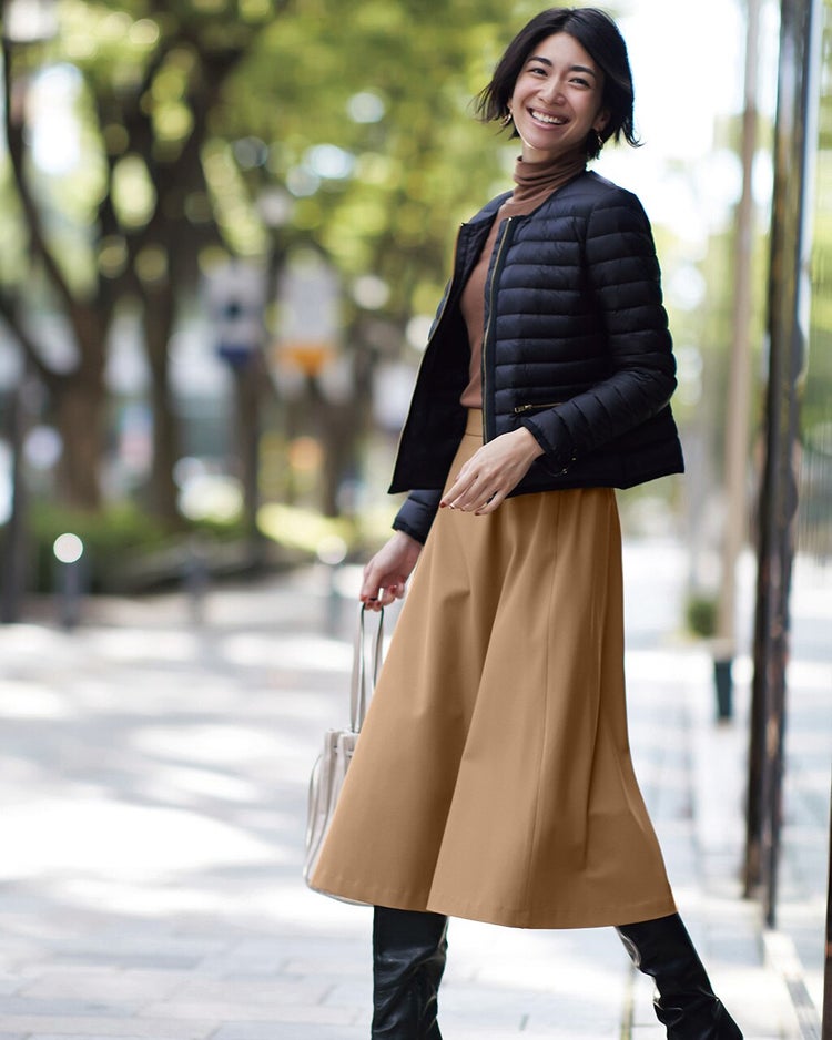 プレミアヒート・ミディフレアスカート 詳細画像 ベージュ 1