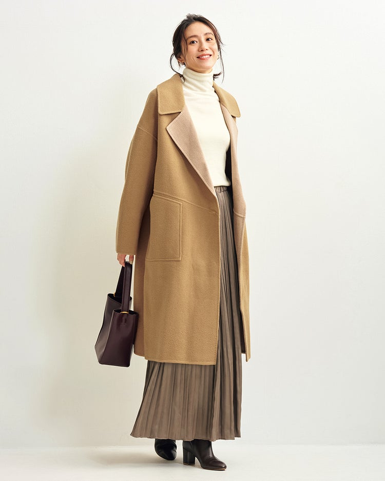 ダブルフェイスウール・ステンカラーコート 詳細画像 ベージュパターン 1