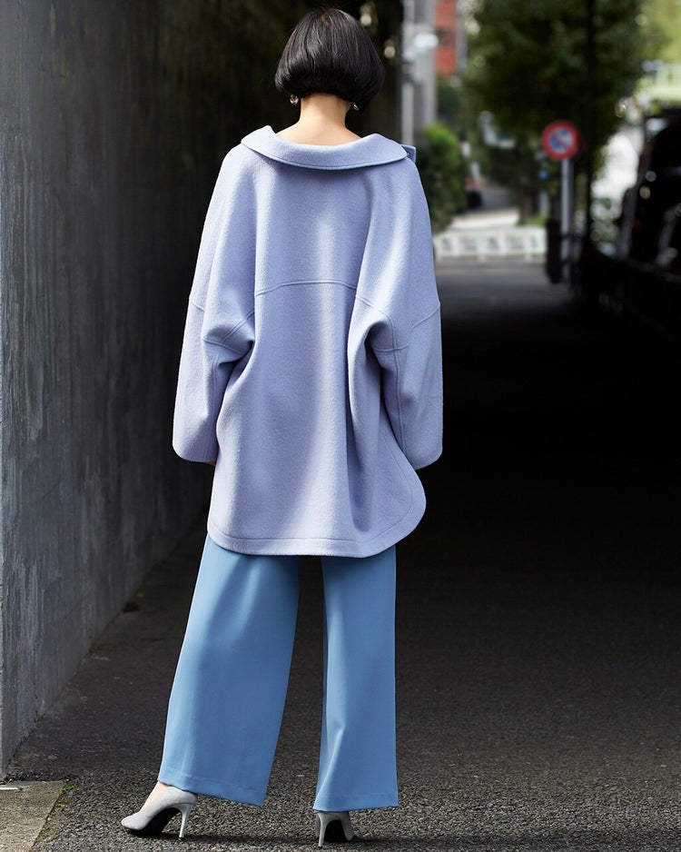 カシミヤミックス・ビッグジャケットコート 詳細画像 サックス 3