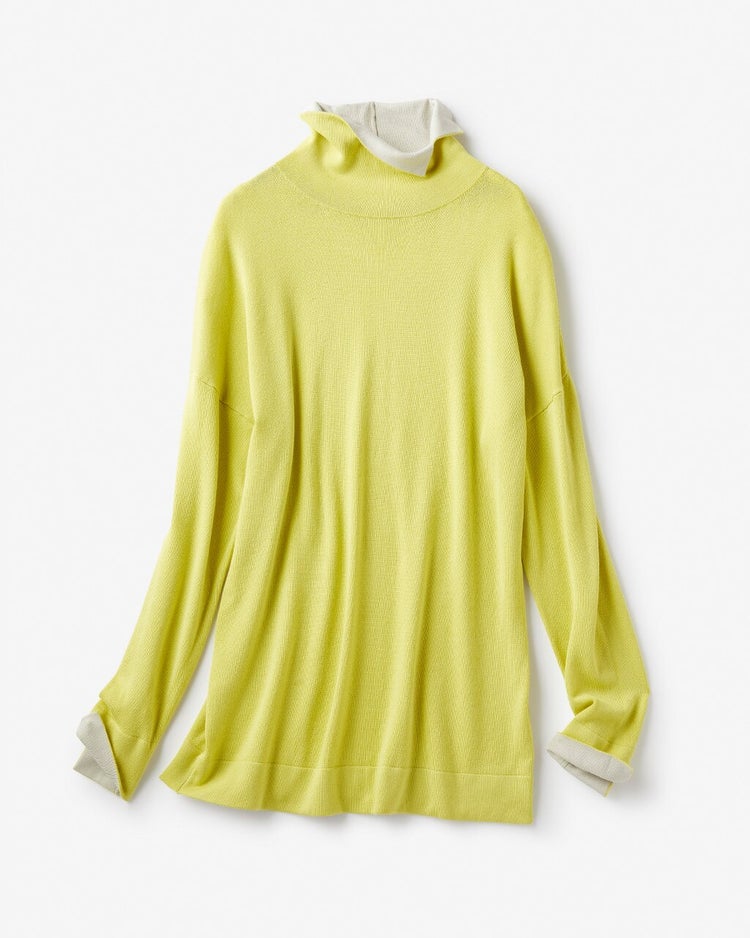 シルクフィール・配色スリットタートル 詳細画像 アップルイエロー 1