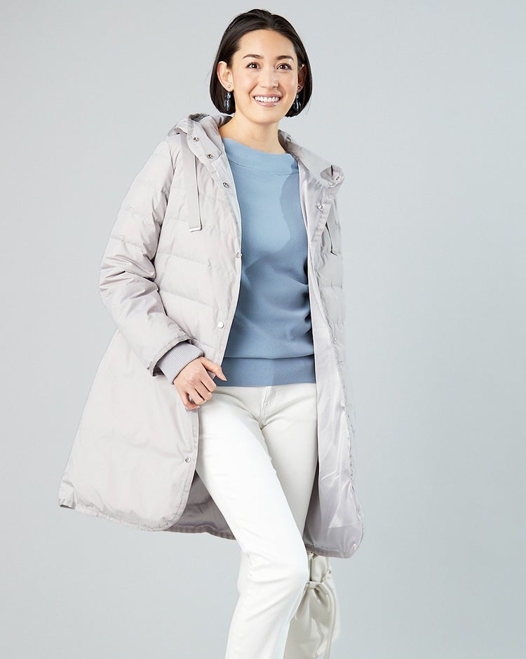 グログランフード・ダウンコート 詳細画像 ライトグレー 1