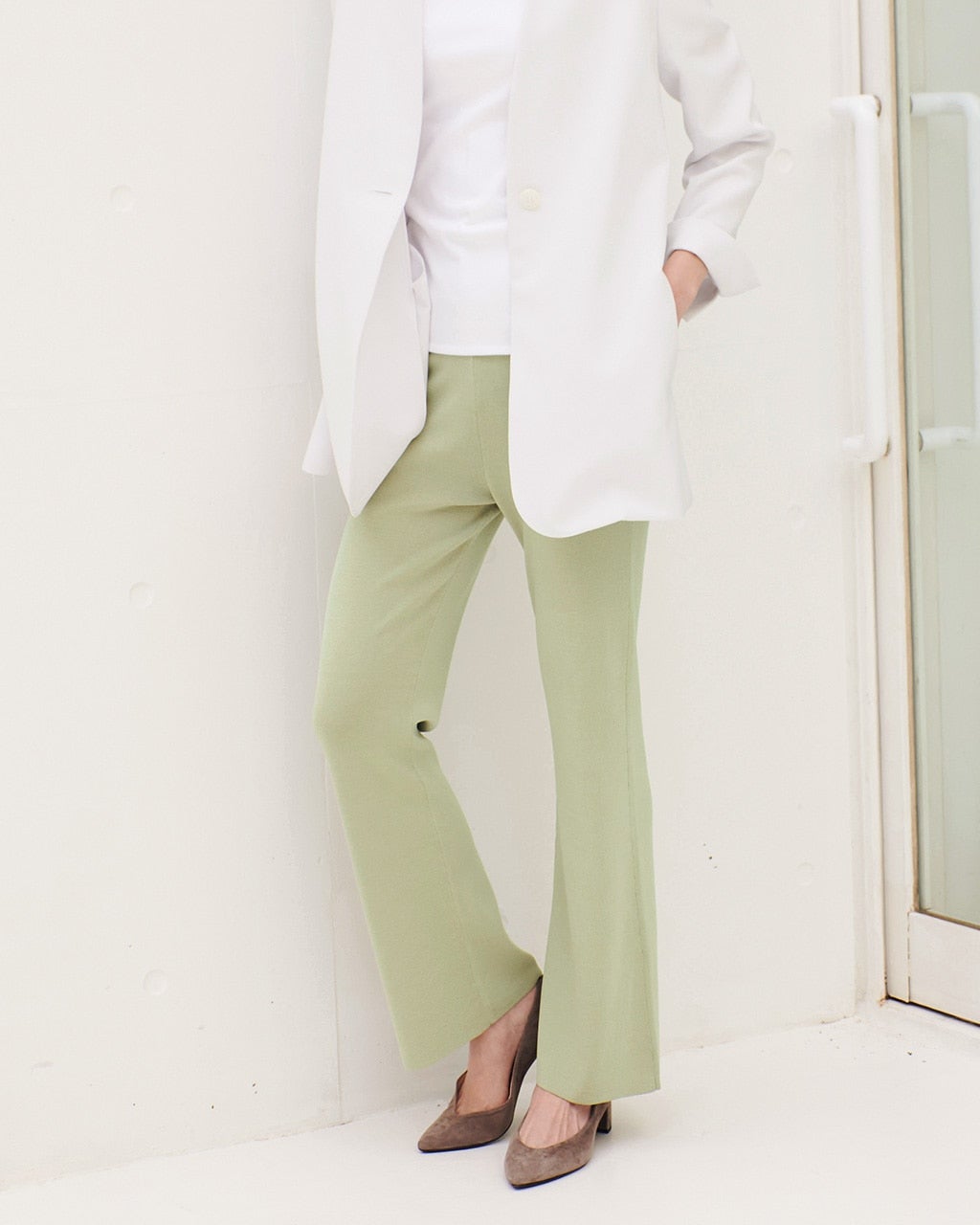 総針編み・フレアニットパンツ/DoCLASSE