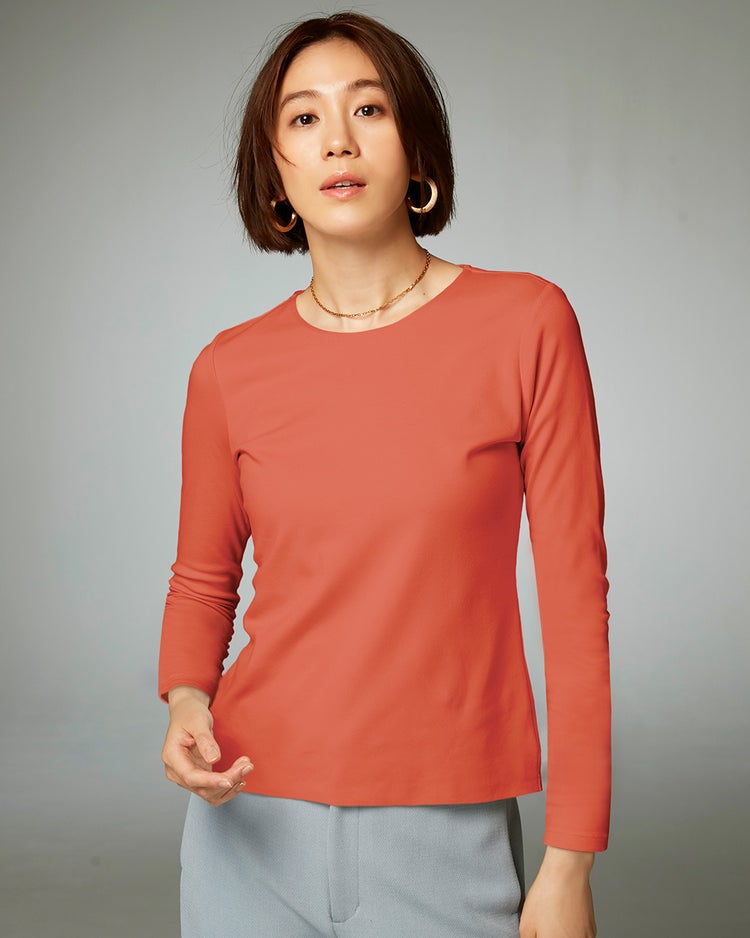クルーネック／長袖・ドゥクラッセTシャツ 詳細画像 コニャック 1