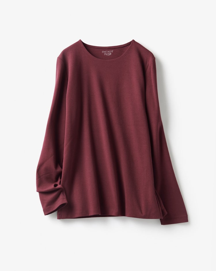 クルーネック／長袖・ドゥクラッセTシャツ 詳細画像 ボルドー 3