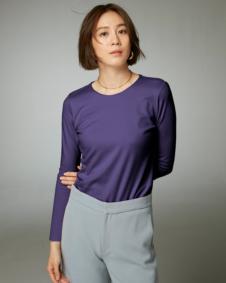 クルーネック／長袖・ドゥクラッセTシャツ 詳細画像 茄子紺 1