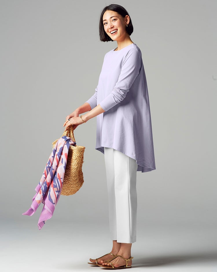 ラウンドフレア／長袖・ドゥクラッセTシャツ 詳細画像 ラベンダー 1