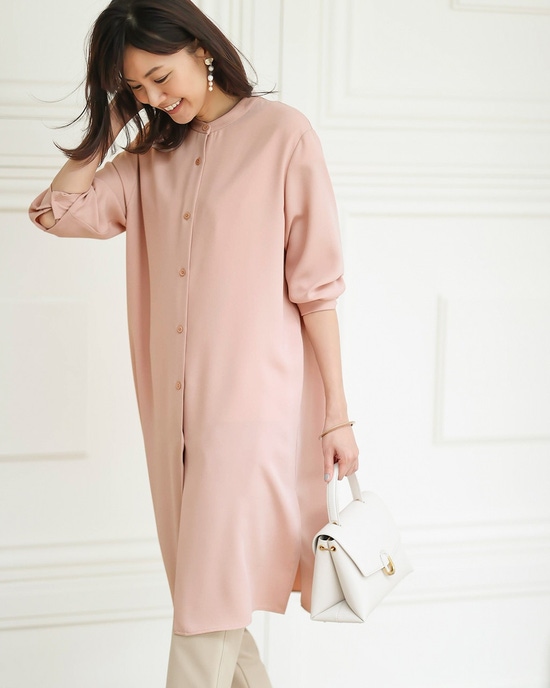 エステルダブル・バンドカラーチュニック