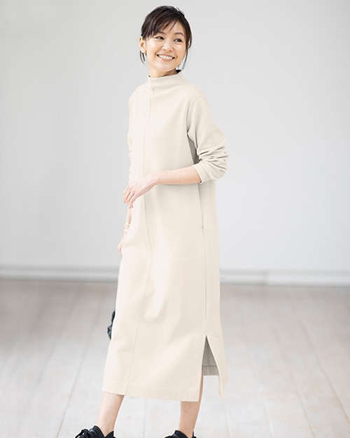 接結ストレッチ・スリットワンピース