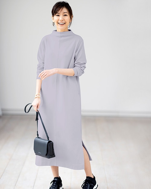 接結ストレッチ・スリットワンピース