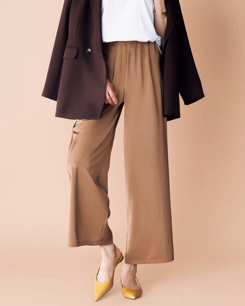 サテン ドロストセミワイドパンツ 40代50代からのレディース メンズファッション通販 Doclasse ドゥクラッセ