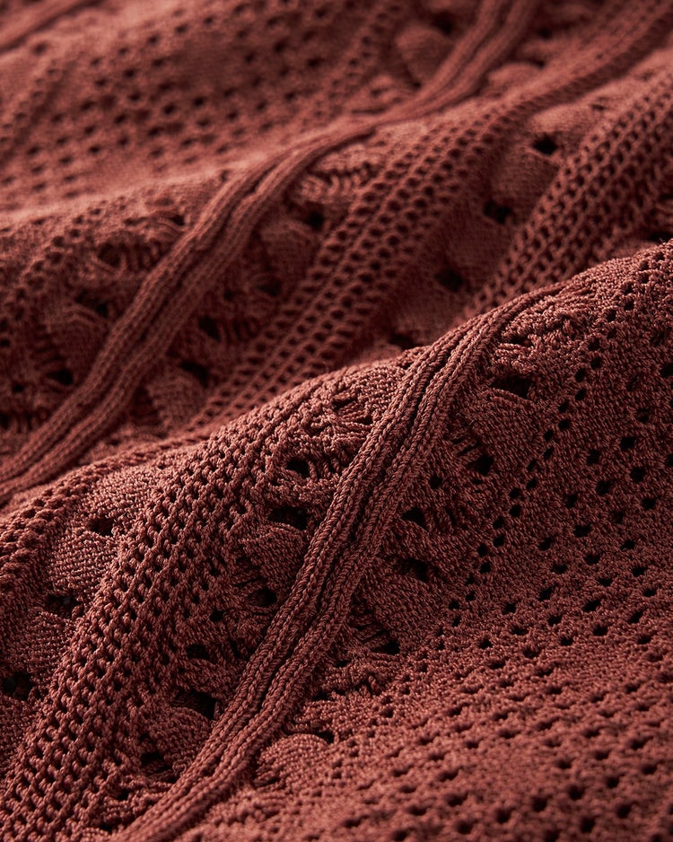 透かし編み・裾フレアスカート 詳細画像 ブラウン 4