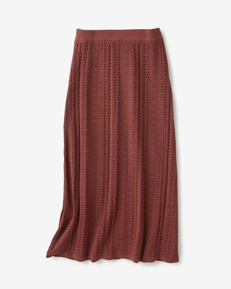 透かし編み・裾フレアスカート 詳細画像 ブラウン 5