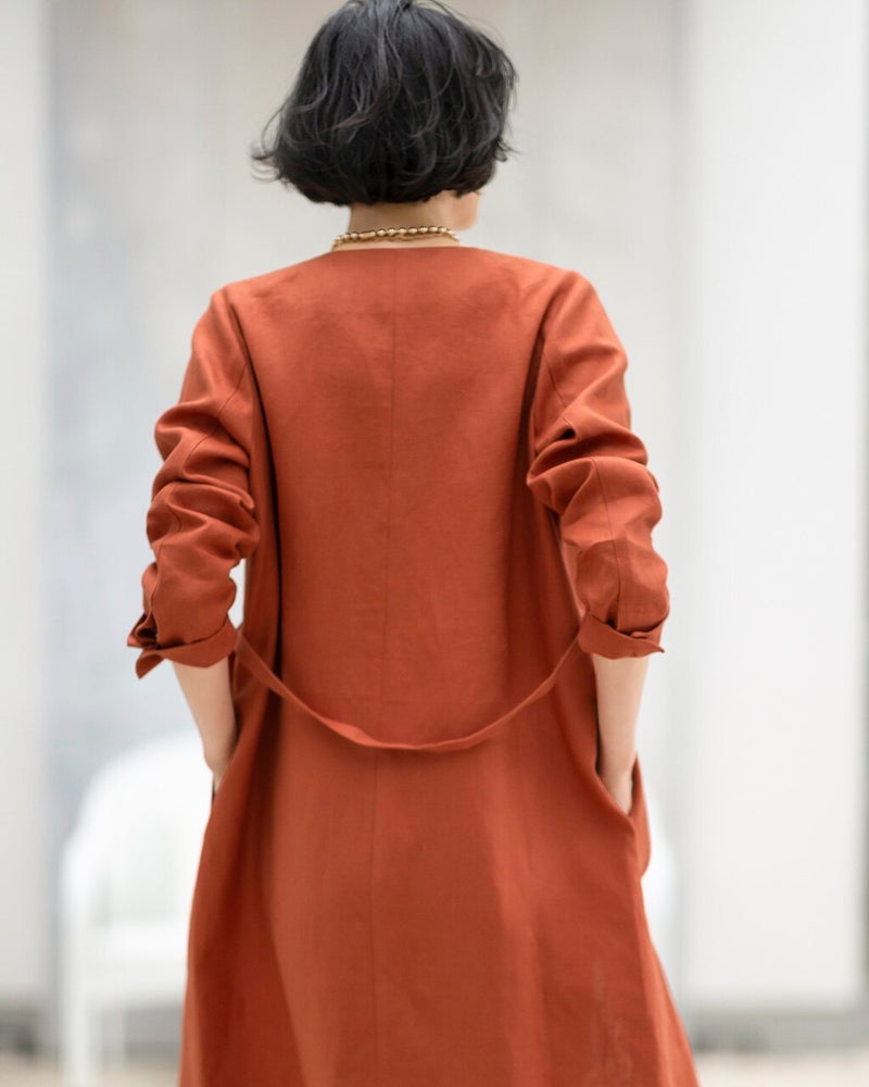 6番麻・ノーカラー羽織りコート/40代50代からのレディース・メンズファッション通販 DoCLASSE(ドゥクラッセ)