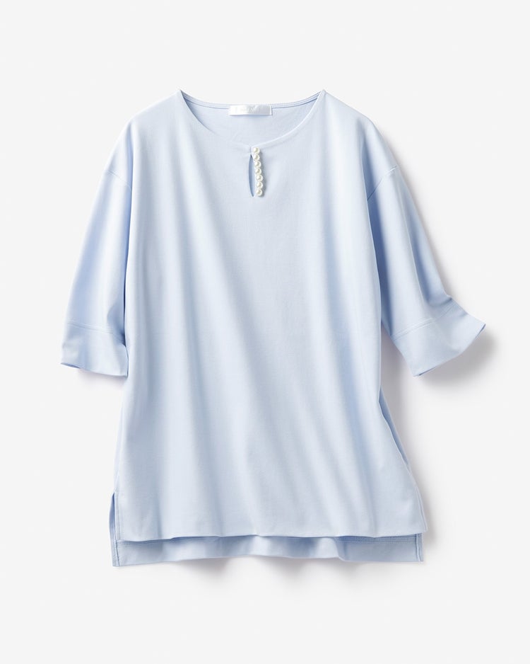 パールキーネック／6分袖・ドゥクラッセTシャツ 詳細画像 ペールブルー 6