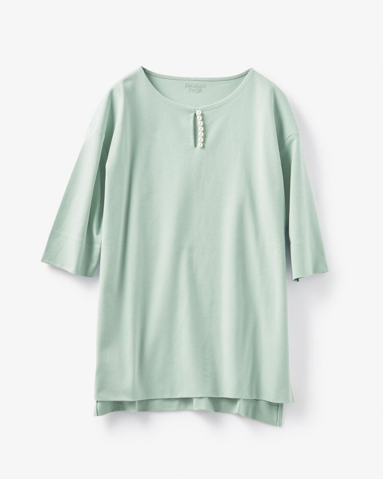 パールキーネック／6分袖・ドゥクラッセTシャツ 詳細画像 グリーングレー 7