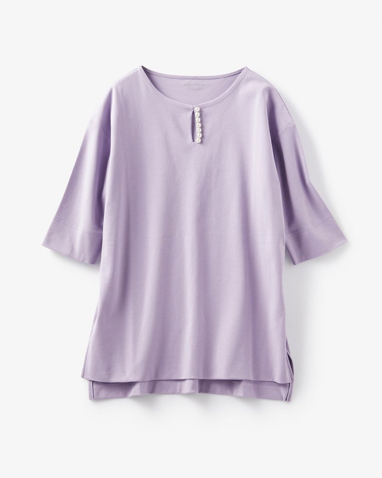 パールキーネック／6分袖・ドゥクラッセTシャツ 詳細画像 ラベンダー 5
