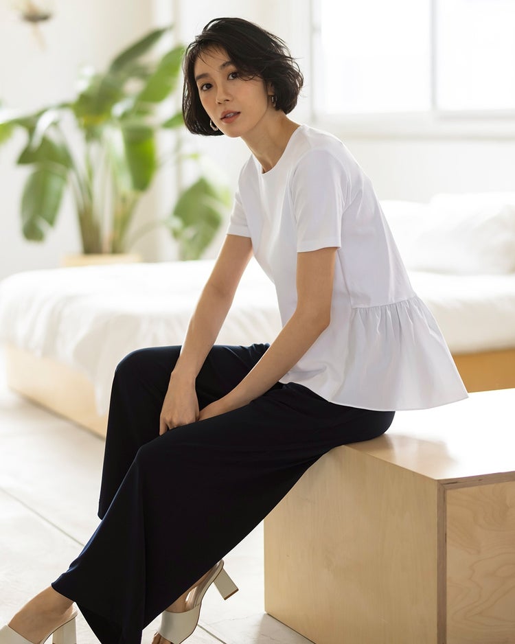 異素材ペプラム／半袖・ドゥクラッセTシャツ 詳細画像 ホワイト 1
