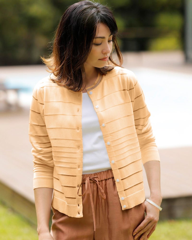 光沢コットン シアーボーダーカーディガン 40代50代からのレディース メンズファッション通販 Doclasse ドゥクラッセ 光沢コットン シアーボーダーカーディガン 40代50代からのレディース メンズファッション通販 Doclasse ドゥクラッセ