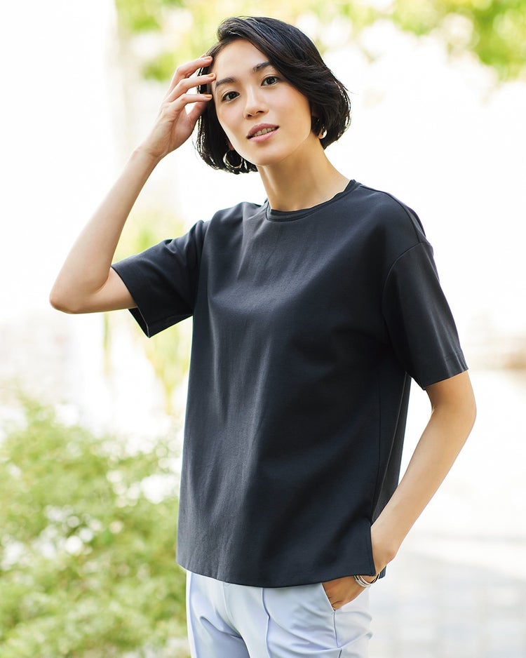 抜け感クルーネック／半袖・ドゥクラッセTシャツ 詳細画像 ミッドナイトブルー 1