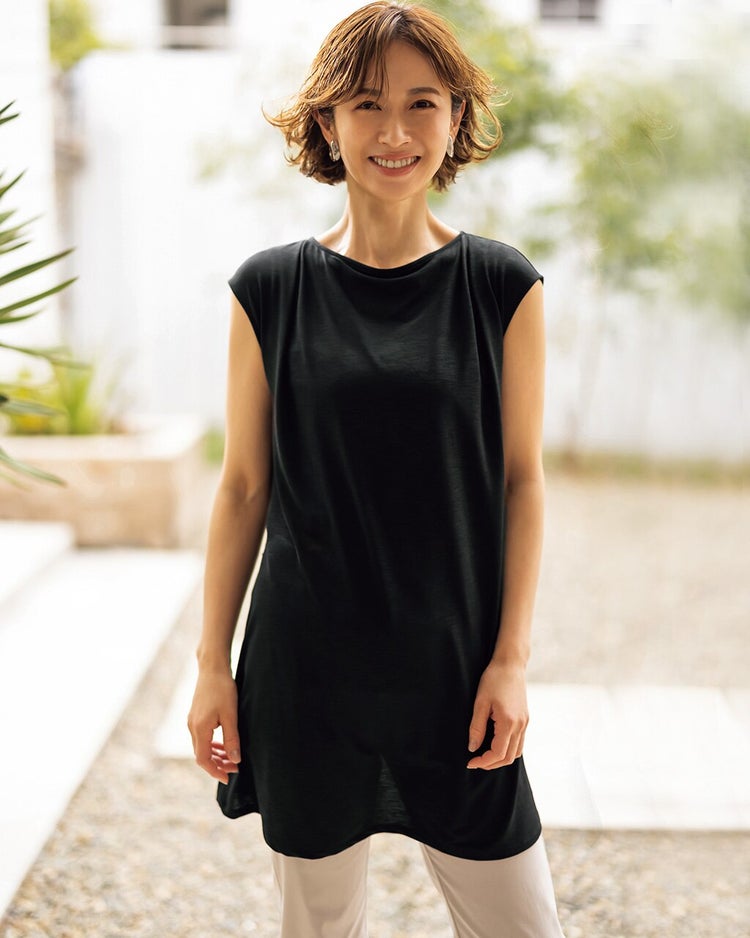 UVスラブ・オープンバックチュニック 詳細画像 ブラック 2