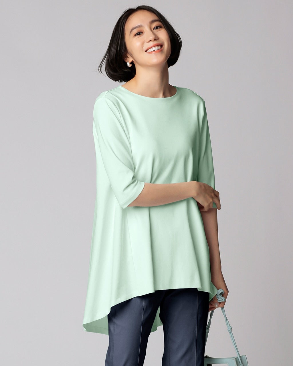 ラウンドフレア／5分袖・ドゥクラッセTシャツ/40代50代からの