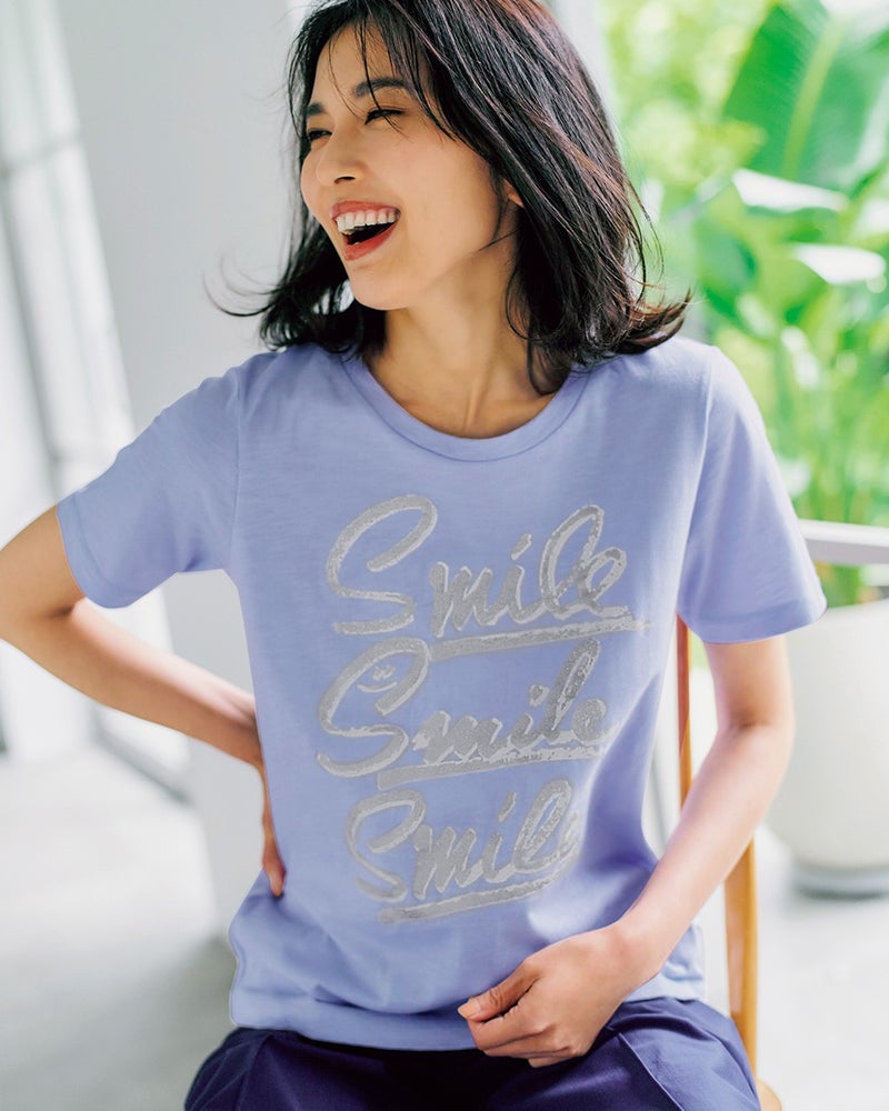 コットンスラブ・スマイルTシャツ/40代50代からのレディース・メンズファッション通販 DoCLASSE(ドゥクラッセ)