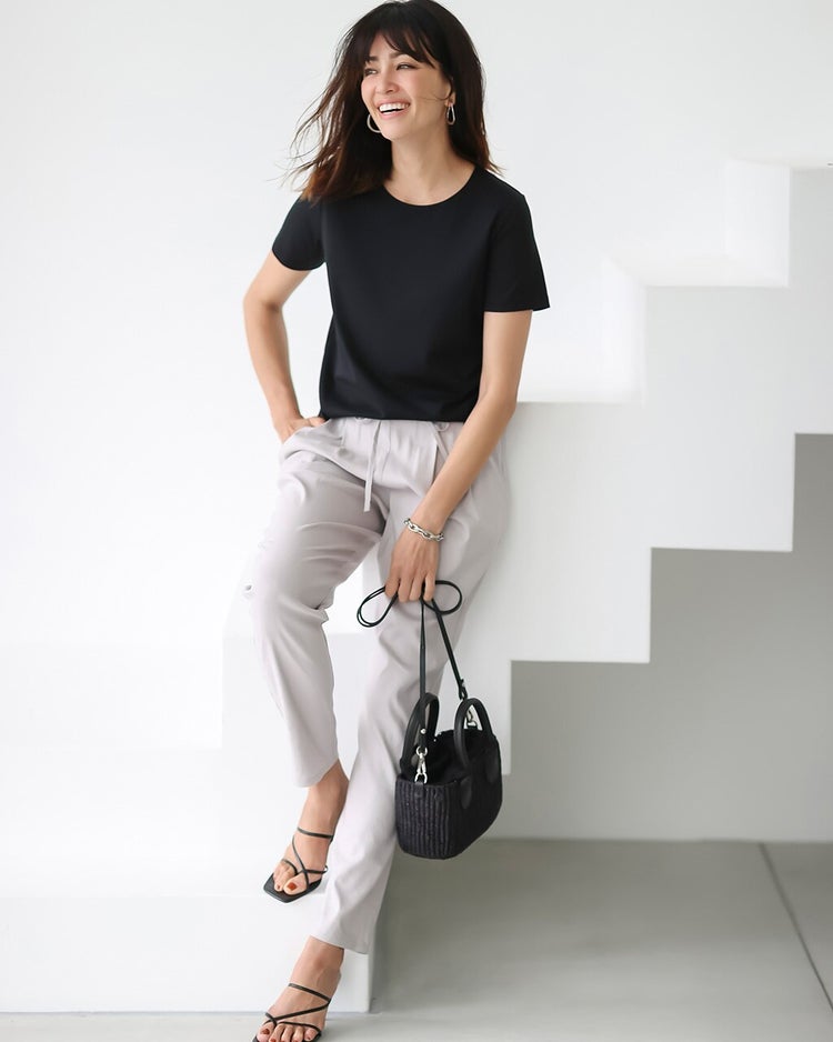 クルーネック／半袖・ドゥクラッセTファイン 詳細画像 ブラック 2